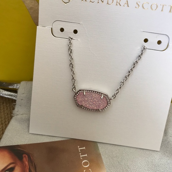 Kendra Scott Elisa Light Pink Druzy&Silver Pendant - Picture 6 of 8